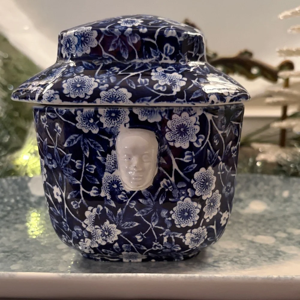 Calico Classic Blue and White Sugar Covered bowl Staffordshire England - Picture 4 of 13